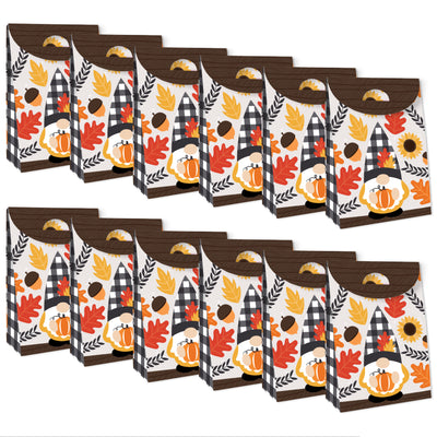 Fall Gnomes - Autumn Harvest Gift Favor Bags - Party Goodie Boxes - Set of 12