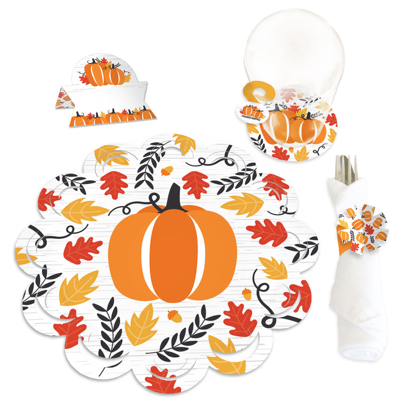 Fall Pumpkin - Halloween or Thanksgiving Party Paper Charger and Table Decorations - Chargerific Kit - Place Setting for 8