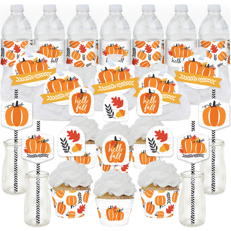 Fall Pumpkin - Halloween or Thanksgiving Party Favors and Cupcake Kit - Fabulous Favor Party Pack - 100 Pieces