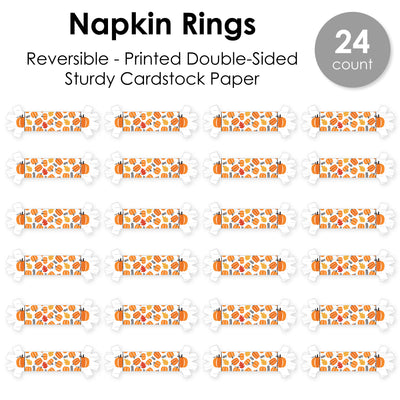 Fall Pumpkin - Halloween or Thanksgiving Party Paper Napkin Holder - Napkin Rings - Set of 24