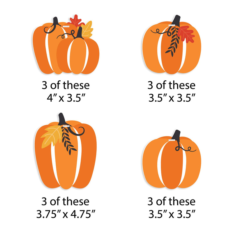 Fall Pumpkin - Halloween or Thanksgiving Decorations - Tree Ornaments - Set of 12