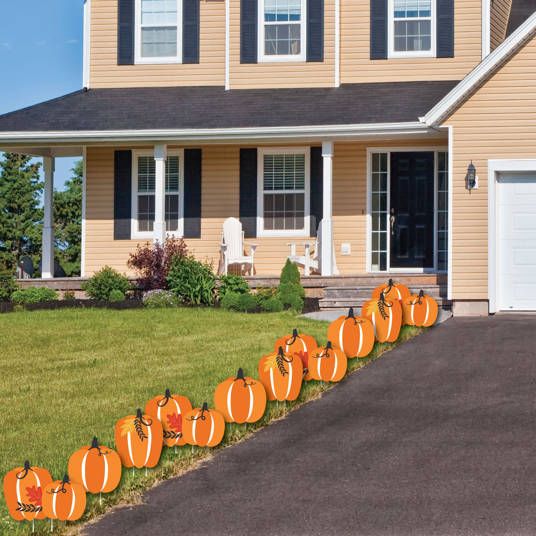 Fall Pumpkin - Pumpkin Lawn Decorations - Outdoor Halloween or Thanksgiving Party Yard Decorations - 10 Piece