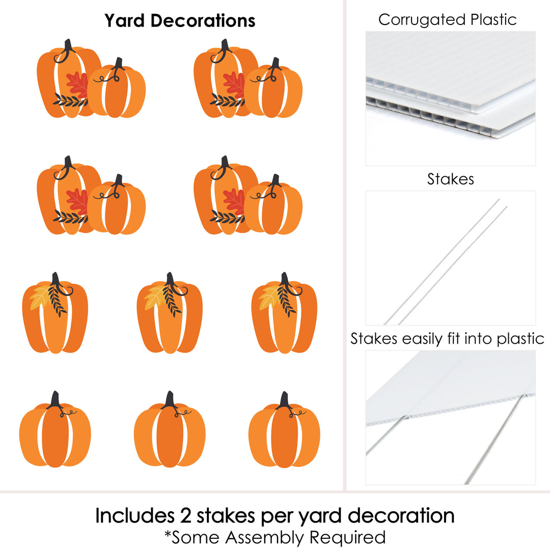 Fall Pumpkin - Pumpkin Lawn Decorations - Outdoor Halloween or Thanksgiving Party Yard Decorations - 10 Piece
