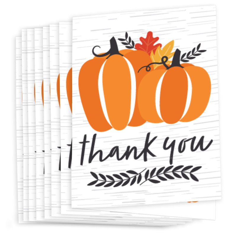 Fall Pumpkin - Halloween or Thanksgiving Party Thank You Cards (8 count)