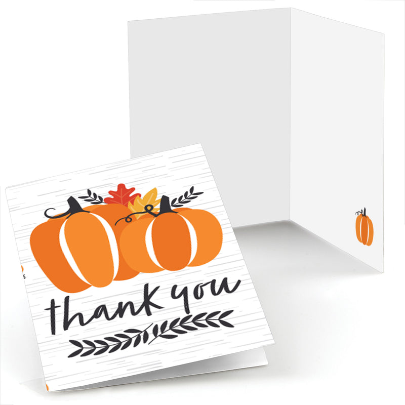 Fall Pumpkin - Halloween or Thanksgiving Party Thank You Cards (8 count)