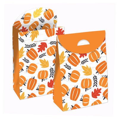 Fall Pumpkin - Halloween or Thanksgiving Gift Favor Bags - Party Goodie Boxes - Set of 12