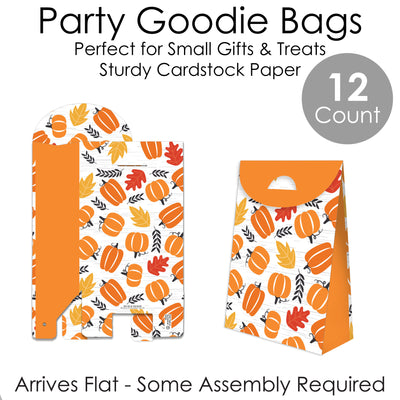 Fall Pumpkin - Halloween or Thanksgiving Gift Favor Bags - Party Goodie Boxes - Set of 12