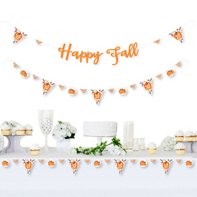 Fall Pumpkin - Halloween or Thanksgiving Party Letter Banner Decoration - 36 Banner Cutouts and Happy Fall Banner Letters