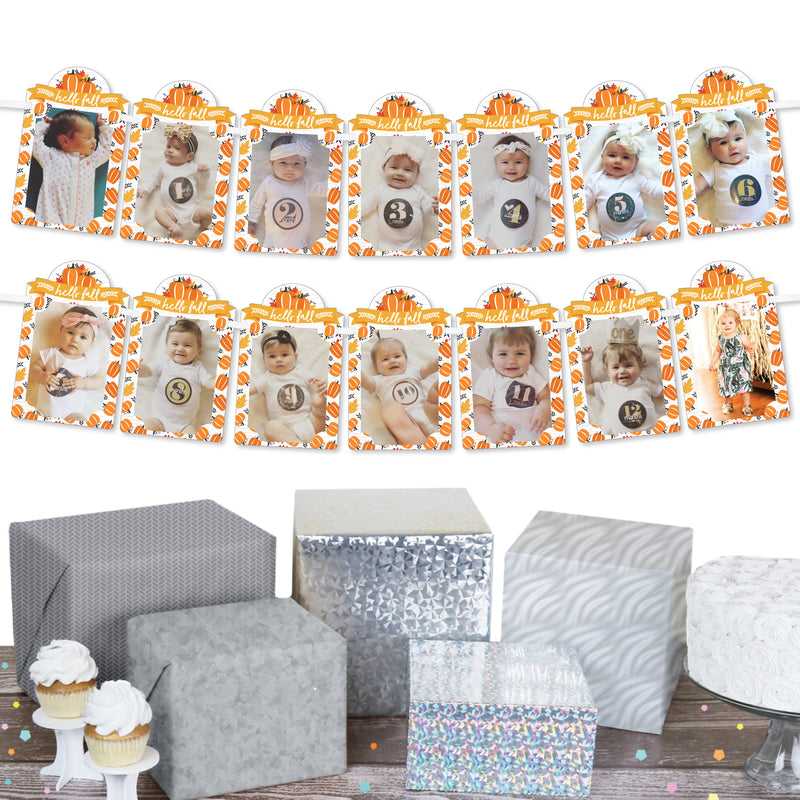 Fall Pumpkin - DIY Halloween or Thanksgiving Birthday Party Decor - Picture Display - Photo Banner