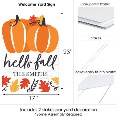 Fall Pumpkin - Party Decorations - Halloween or Thanksgiving Party Personalized Welcome Yard Sign