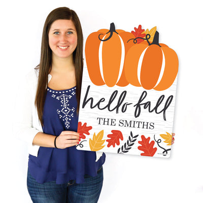 Fall Pumpkin - Party Decorations - Halloween or Thanksgiving Party Personalized Welcome Yard Sign