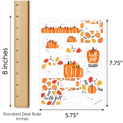Fall Pumpkin - Assorted Halloween or Thanksgiving Party Gift Tag Labels - To and From Stickers - 12 Sheets - 120 Stickers