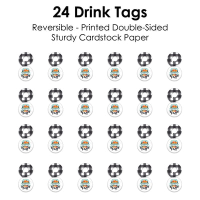 Happy Fall Truck - Harvest Pumpkin Party Paper Beverage Markers for Glasses - Drink Tags - Set of 24