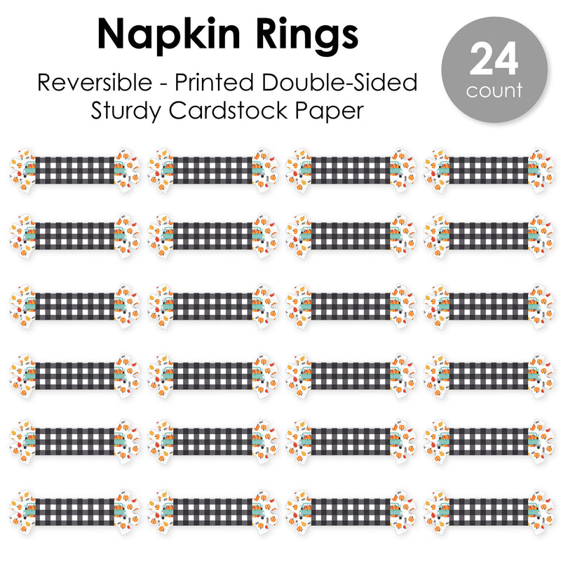 Happy Fall Truck - Harvest Pumpkin Party Paper Napkin Holder - Napkin Rings - Set of 24