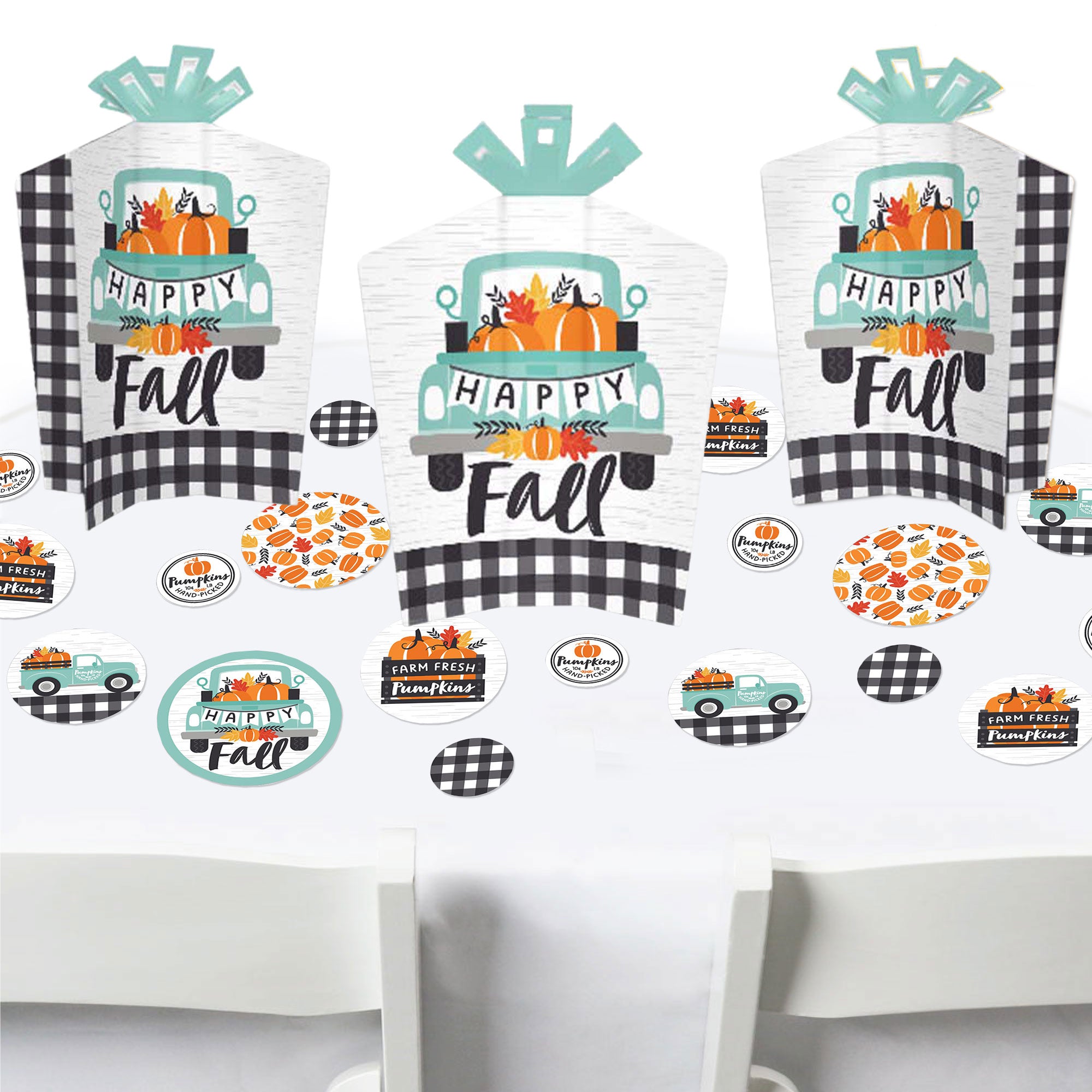 Happy Fall Truck Harvest Pumpkin Party Decor and Confetti Terrific