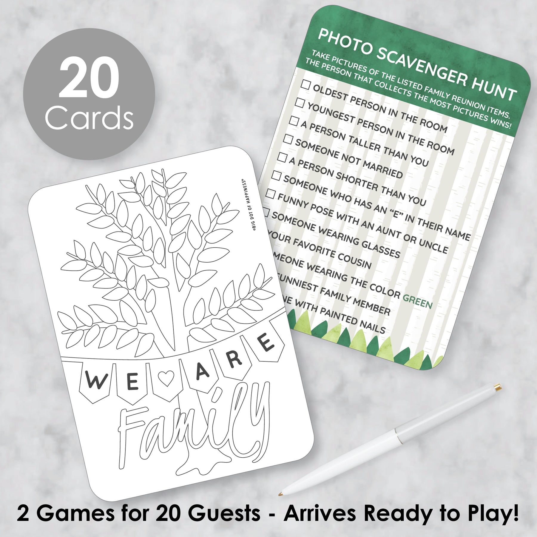 Family Tree Reunion - 2-in-1 Family Gathering Party Cards - Activity ...