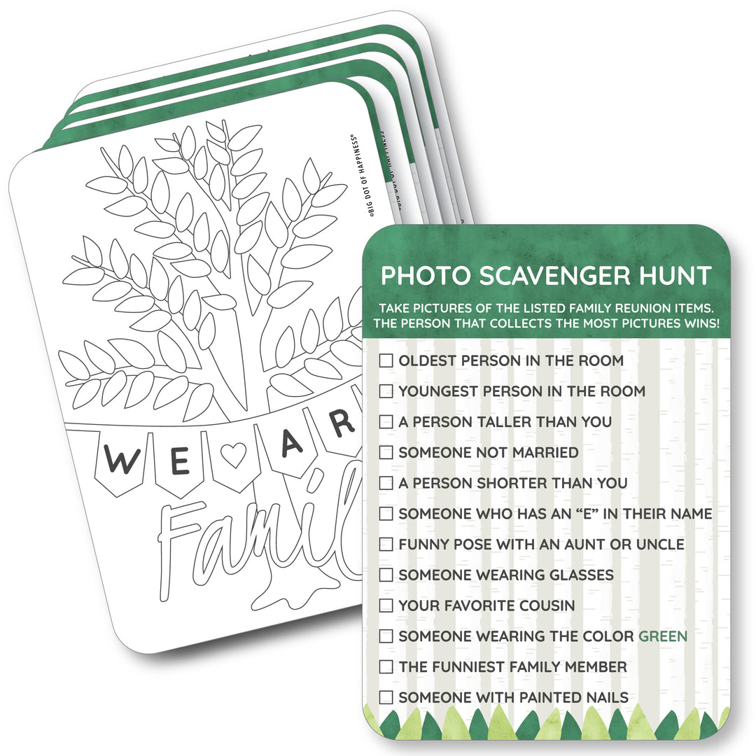 Family Tree Reunion - 2-in-1 Family Gathering Party Cards - Activity Duo Games - Set of 20
