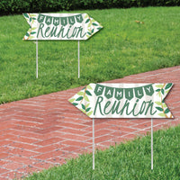 Family Tree Reunion - Family Gathering Party Sign Arrow - Double Sided Directional Yard Signs - Set of 2