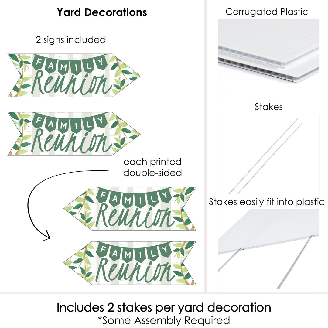 Family Tree Reunion - Family Gathering Party Sign Arrow - Double Sided Directional Yard Signs - Set of 2