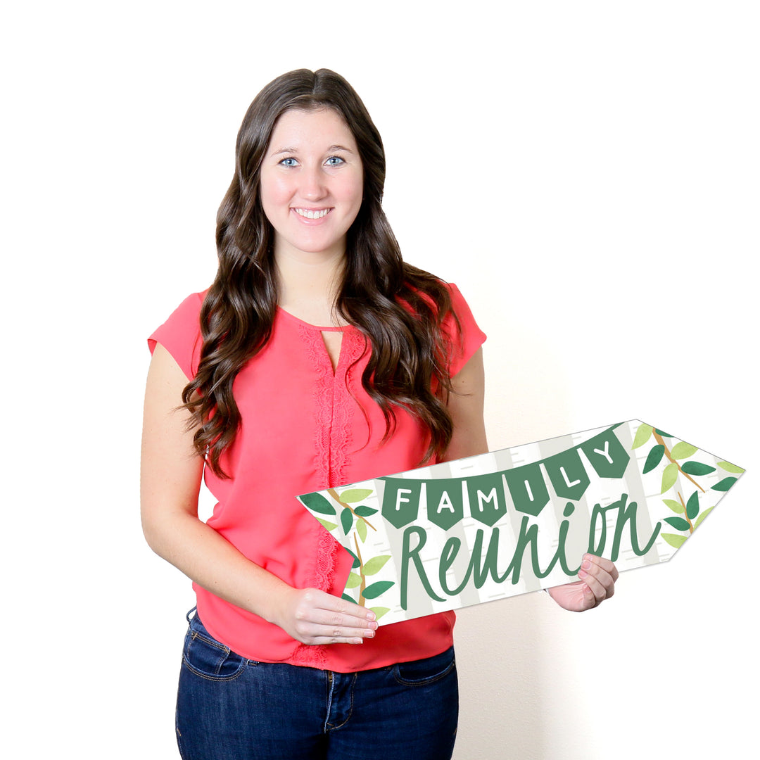 Family Tree Reunion - Family Gathering Party Sign Arrow - Double Sided Directional Yard Signs - Set of 2