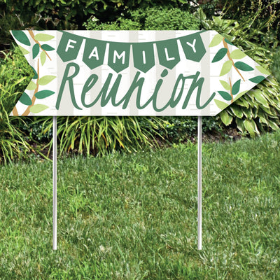Family Tree Reunion - Family Gathering Party Sign Arrow - Double Sided Directional Yard Signs - Set of 2