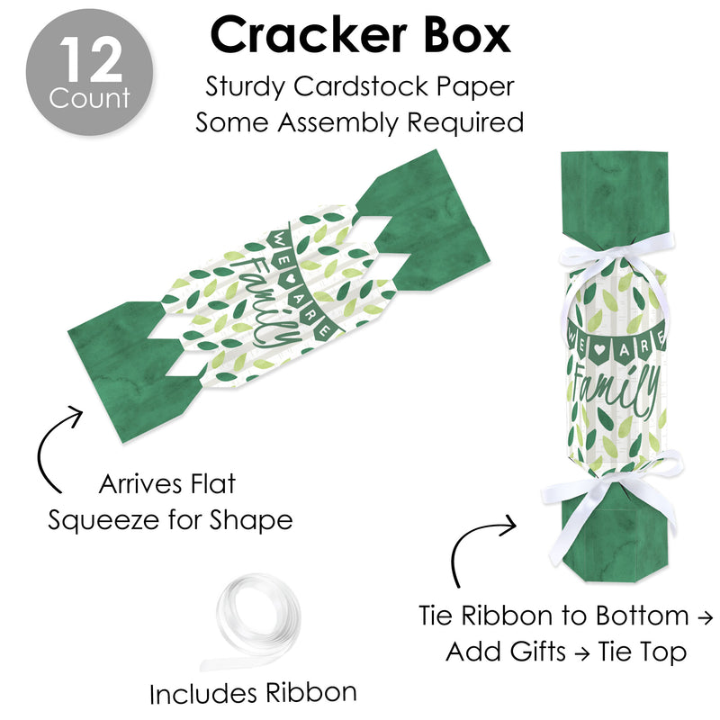 Family Tree Reunion - No Snap Family Gathering Party Table Favors - DIY Cracker Boxes - Set of 12
