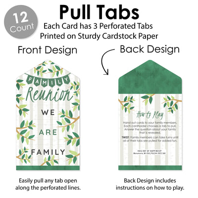 Family Tree Reunion - Family Gathering Party Game Pickle Cards - Conversation Starters Pull Tabs - Set of 12