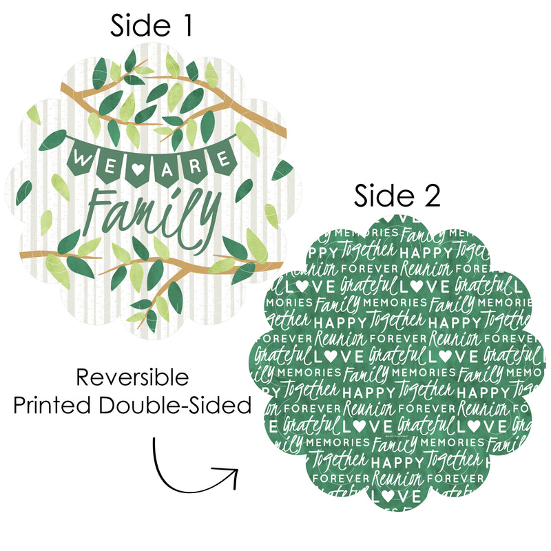 Family Tree Reunion - Family Gathering Party Round Table Decorations - Paper Chargers - Place Setting For 12