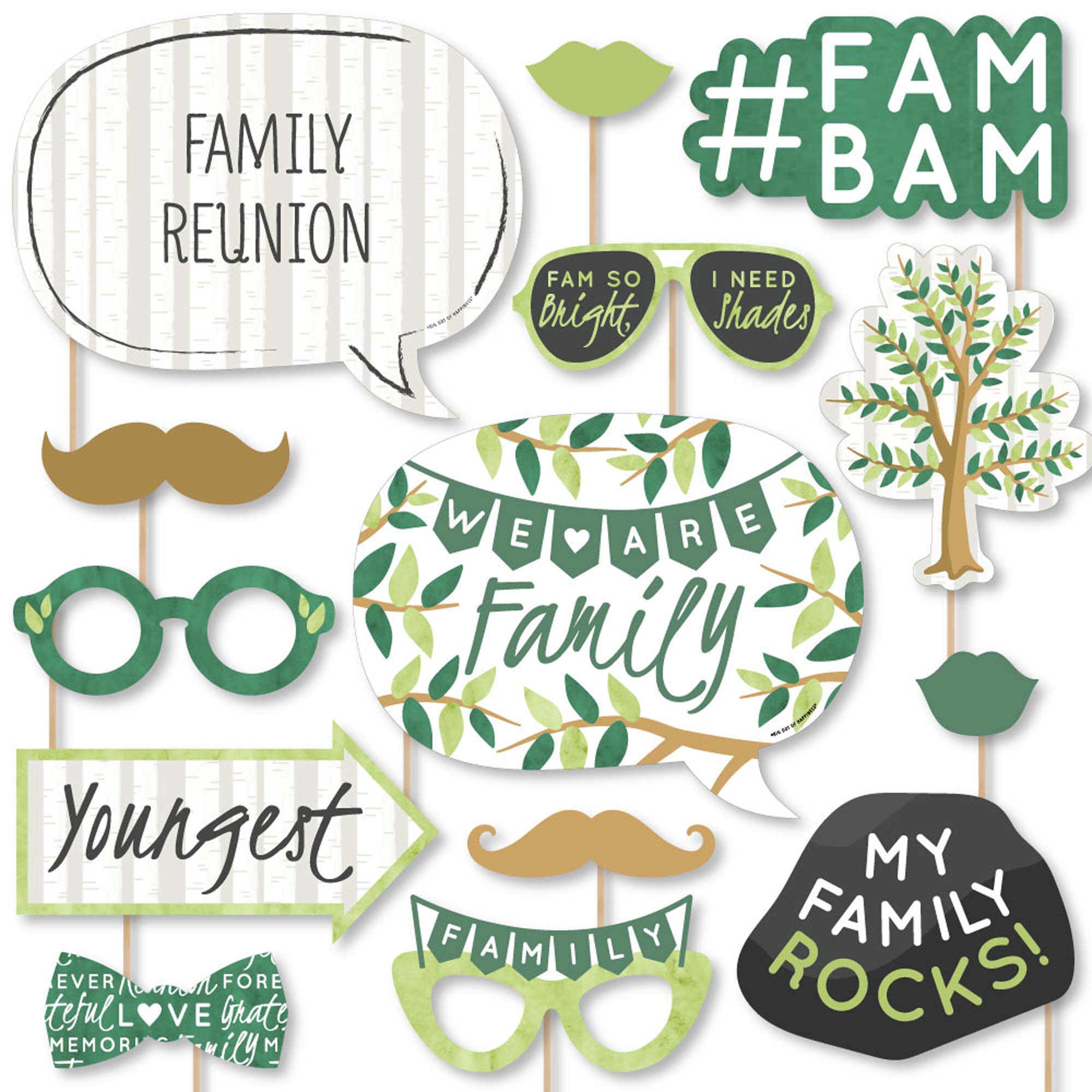 Family Tree Reunion - Family Gathering Party Photo Booth Props Kit - 20 ...
