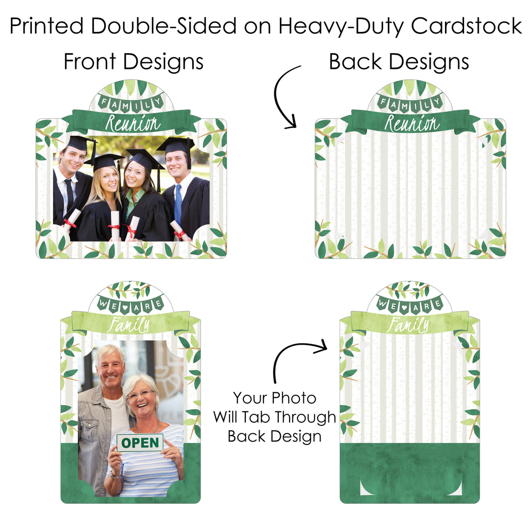 Family Tree Reunion - Family Gathering Party Picture Centerpiece Sticks - Photo Table Toppers - 15 Pieces