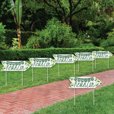 Family Tree Reunion - Arrow Family Gathering Party Direction Signs - Double Sided Outdoor Yard Signs - Set of 6