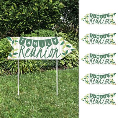 Family Tree Reunion - Arrow Family Gathering Party Direction Signs - Double Sided Outdoor Yard Signs - Set of 6