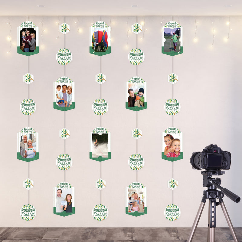 Family Tree Reunion - Family Gathering Party DIY Backdrop Decor - Hanging Vertical Photo Garland - 35 Pieces