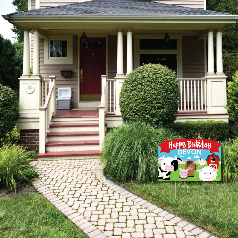 Farm Animals - Barnyard Birthday Party Yard Sign Lawn Decorations - Personalized Happy Birthday Party Yardy Sign