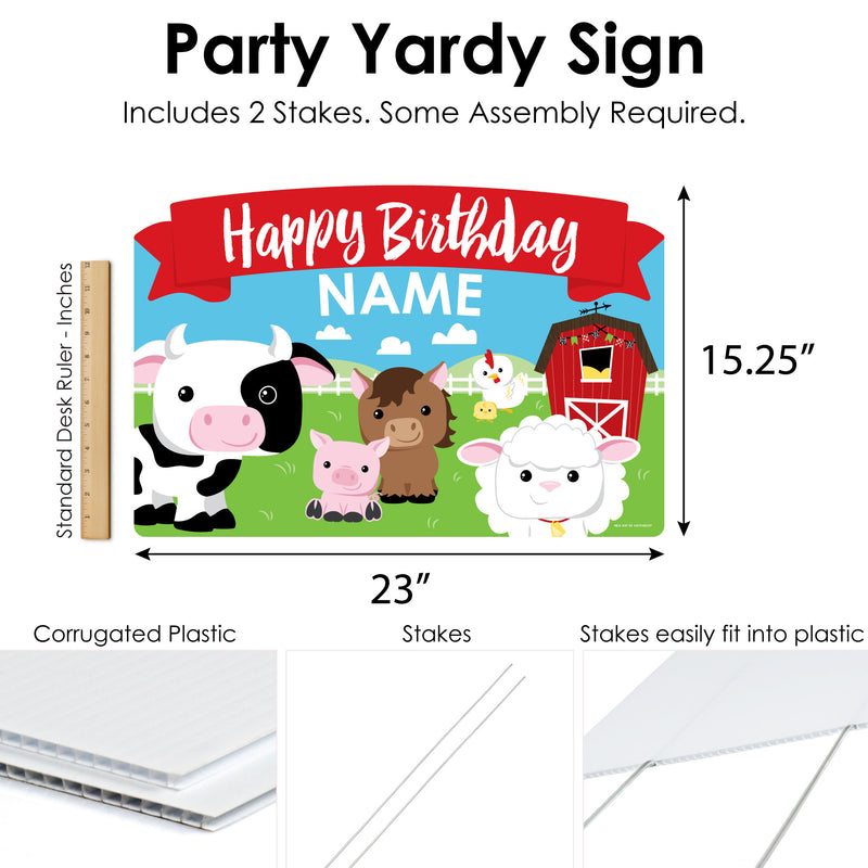 Farm Animals - Barnyard Birthday Party Yard Sign Lawn Decorations - Personalized Happy Birthday Party Yardy Sign