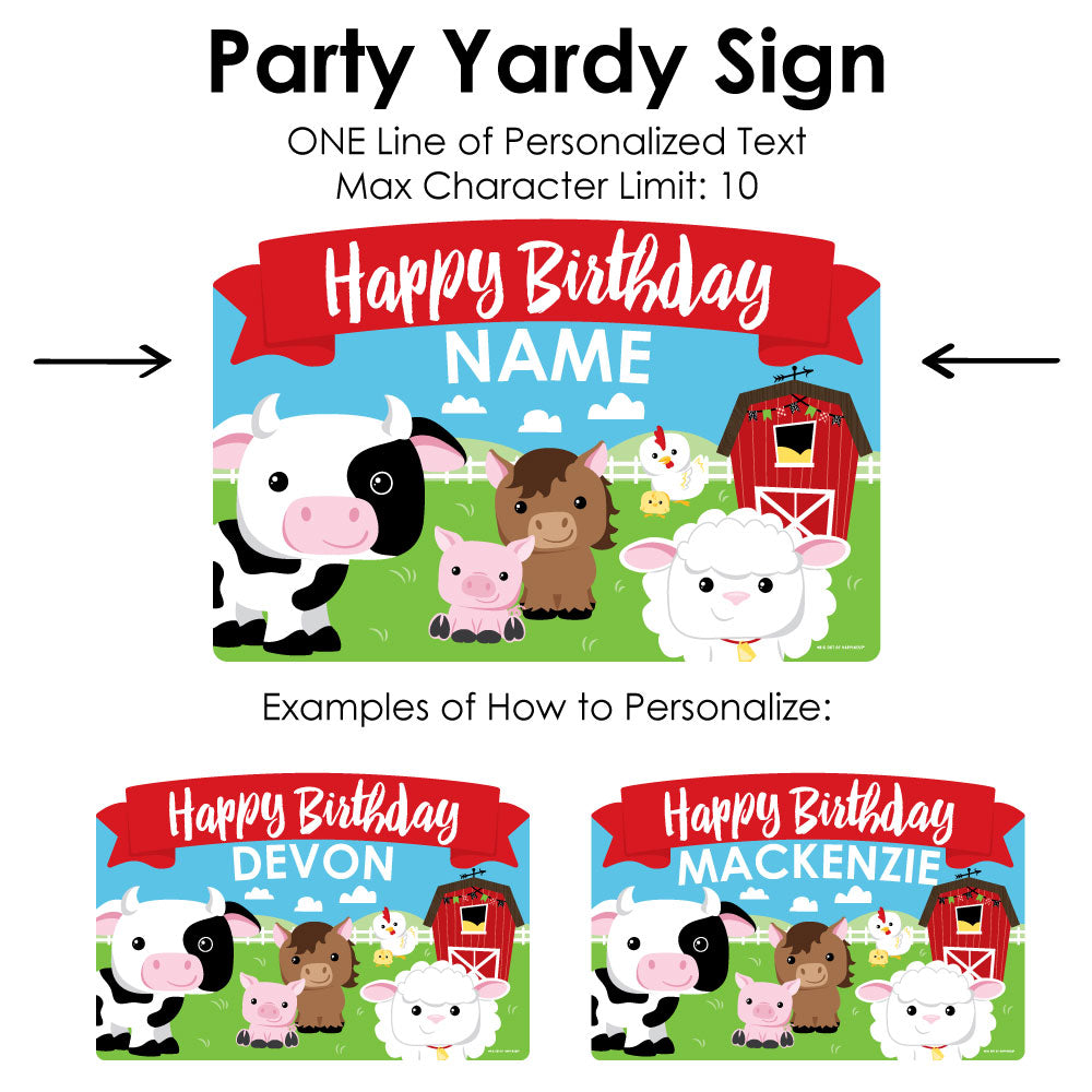 Farm Animals - Barnyard Birthday Party Yard Sign Lawn Decorations - Personalized Happy Birthday Party Yardy Sign