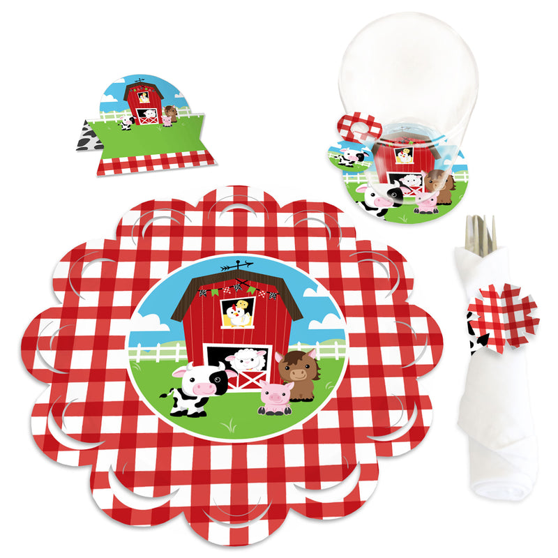 Farm Animals - Barnyard Baby Shower or Birthday Party Paper Charger and Table Decorations - Chargerific Kit - Place Setting for 8
