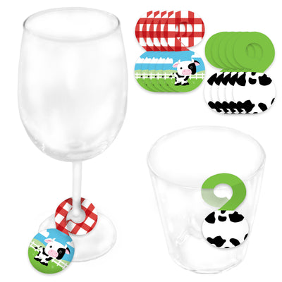Farm Animals - Barnyard Baby Shower or Birthday Party Paper Beverage Markers for Glasses - Drink Tags - Set of 24
