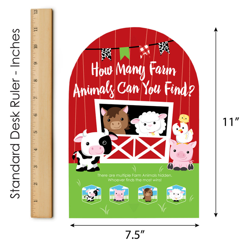 Farm Animals - Barnyard Baby Shower or Birthday Party Scavenger Hunt - 1 Stand and 48 Game Pieces - Hide and Find Game