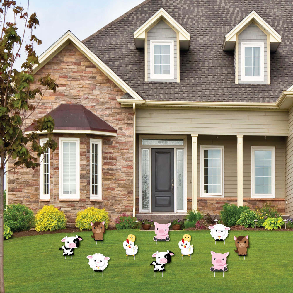 Farm Animals - Barnyard Lawn Decorations - Outdoor Baby Shower or Birthday Party Yard Decorations - 10 Piece