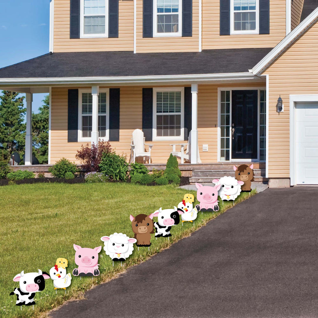 Farm Animals - Barnyard Lawn Decorations - Outdoor Baby Shower or Birthday Party Yard Decorations - 10 Piece