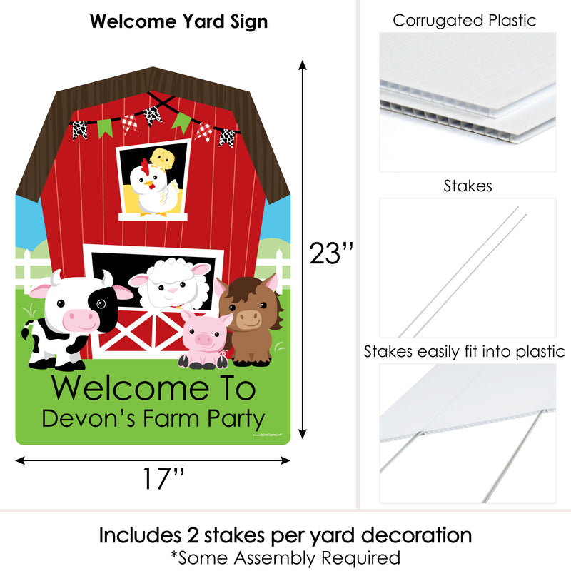 Farm Animals - Party Decorations - Barnyard Baby Shower or Birthday Party Personalized Welcome Yard Sign