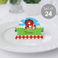 Farm Animals - Barnyard Baby Shower or Birthday Party Tent Buffet Card - Table Setting Name Place Cards - Set of 24