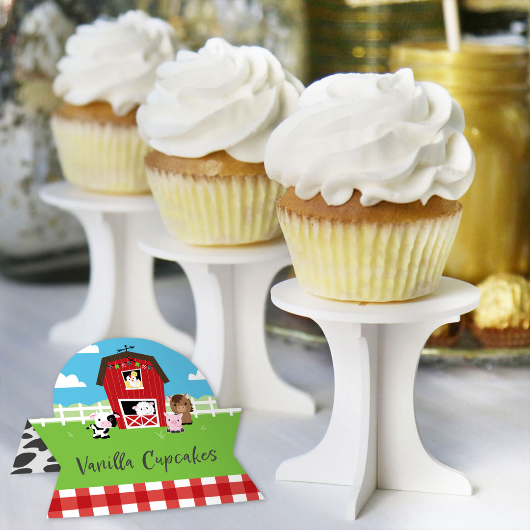 Farm Animals - Barnyard Baby Shower or Birthday Party Tent Buffet Card - Table Setting Name Place Cards - Set of 24