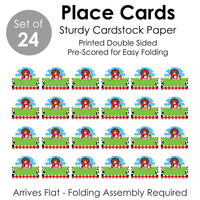 Farm Animals - Barnyard Baby Shower or Birthday Party Tent Buffet Card - Table Setting Name Place Cards - Set of 24