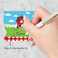 Farm Animals - Barnyard Baby Shower or Birthday Party Tent Buffet Card - Table Setting Name Place Cards - Set of 24