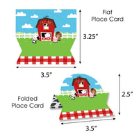 Farm Animals - Barnyard Baby Shower or Birthday Party Tent Buffet Card - Table Setting Name Place Cards - Set of 24