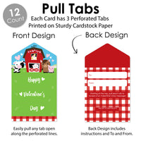 Farm Animals - Barnyard Cards for Kids - Happy Valentine’s Day Pull Tabs - Set of 12