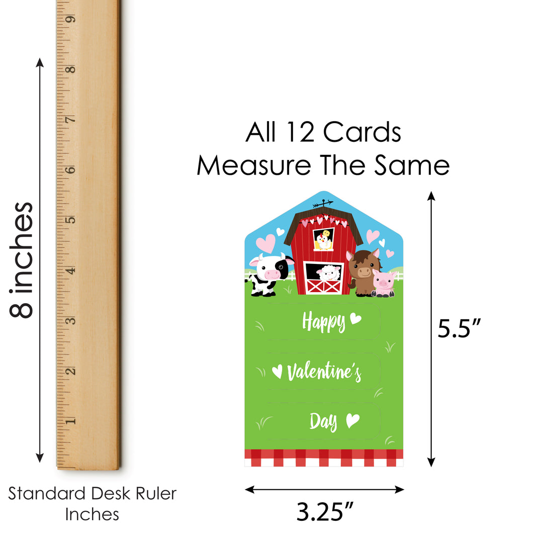 Farm Animals - Barnyard Cards for Kids - Happy Valentine’s Day Pull Tabs - Set of 12