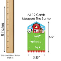 Farm Animals - Barnyard Cards for Kids - Happy Valentine’s Day Pull Tabs - Set of 12